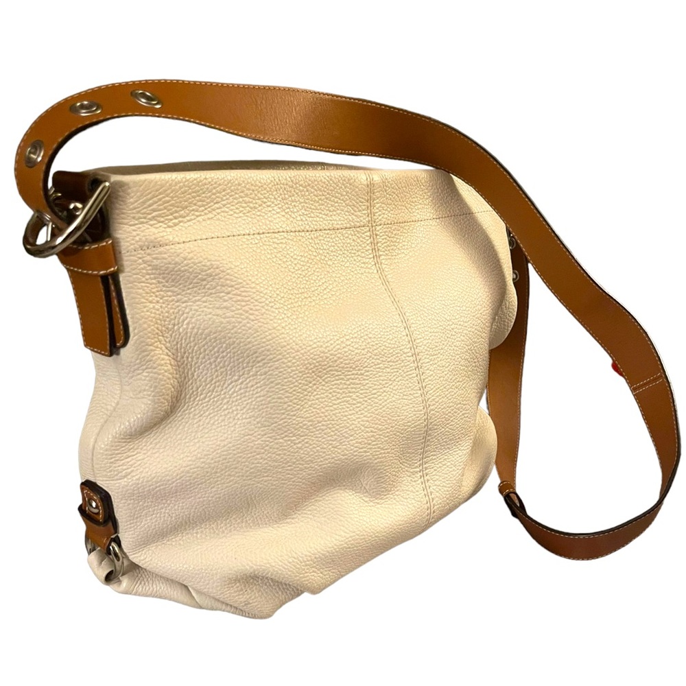 Coach White Pebbled Leather Hobo Crossbody Gem